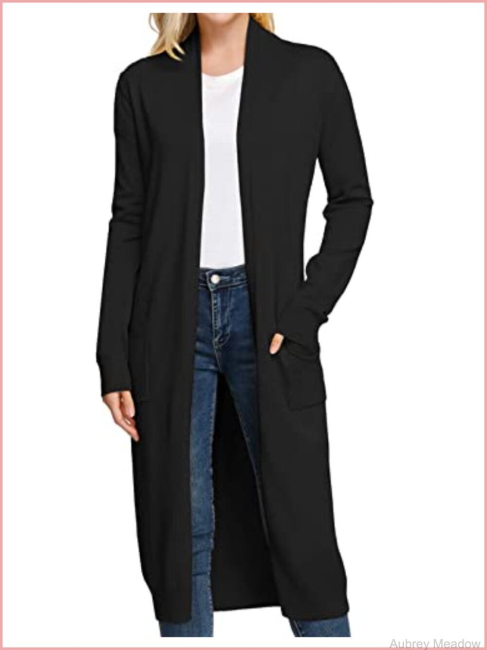 Women's Open Front Maxi Long Knitted Cardigan Sweater with Pockets